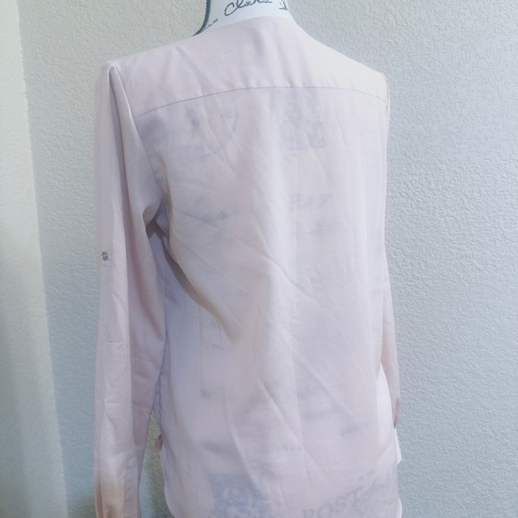 Calvin Klein Light Pink Draped Blouse with Gold Details - Picture 7 of 7